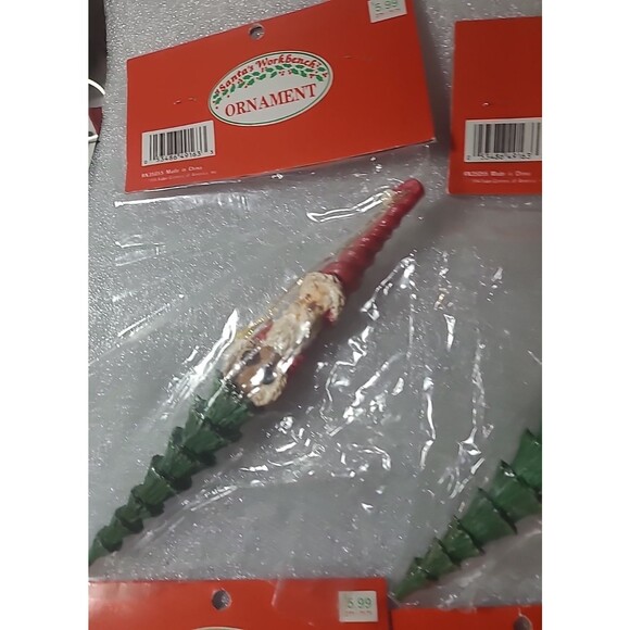 Lot of 6 Santa's Workbench Santa 7" Icicle Ornament Vintage Original Packaging - Picture 2 of 7